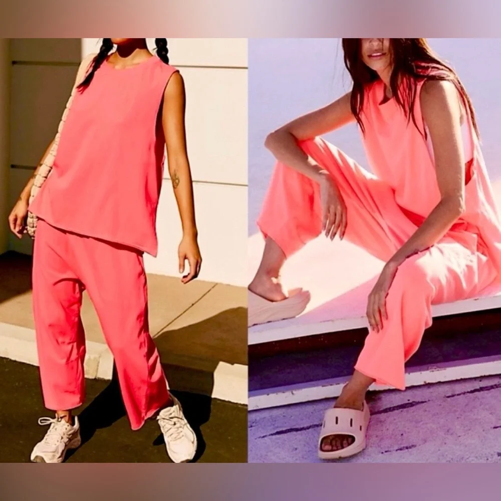 NWOT Free People FP Movement Hot Shot Relaxed Set - Electric Sunset - Small